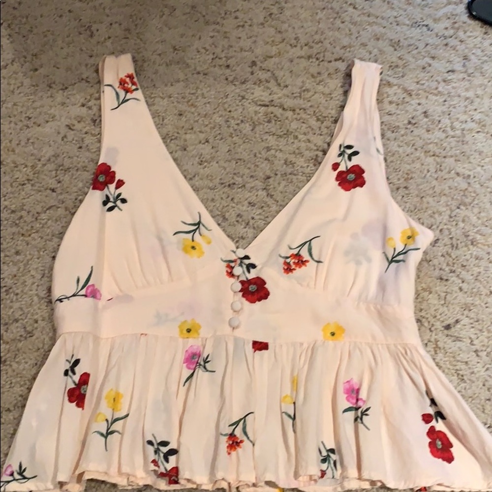 Forever 21 pink floral tank top
